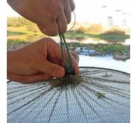 Functional Foldable Fishing Net Trap with Spring-Loaded Nylon Structure and Drawstring Top for Crab Lobster Fish Catching Needs (B)