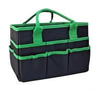Functional Layout Tote Bag Supporting Garden Tool Categorization and Teacher Supply Segregation Using Physical Pocket Boundaries (Black and Green)