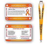 Functional Neurological Disorders (FND) Medical Card, FND Card with Writable Panel and Patterned Lanyard, Clear Card Holder