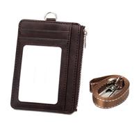 Functional PU Leather Badge Holder with Blocking Secure Pocket Card Slots and Neck Lanyard for Student
