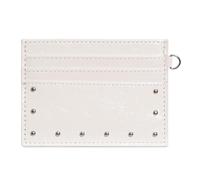 Functional PU Multiple Slot Card Case with Lightweight Design and Stylish Studs Detail for Men Women Modern Studded Card Case with Multiple Slots, White, Mass Beauty