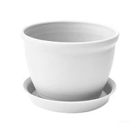 Functional Round Flowerpot Made from Tough Plastic 20 x 14 x 14 cm Dimensions Fit Common Nursery Stock and Support Root Expansion (White+Depot)