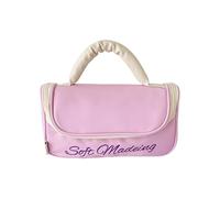 Functional Travel Cosmetic Bag Soft Makeup Pouches PU Toiletry Bags Large Storage Space for Toiletries Accessories White PU Travel Toiletry Organizer