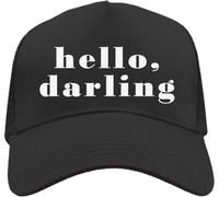 Functon+ Hello, Darling Mesh Back Trucker Cap Adjustable Snapback Hat Black