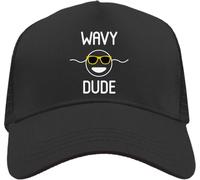 Functon+ Wavy Dude Mesh Back Trucker Cap Adjustable Snapback Hat Black