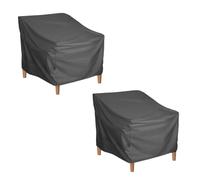 Fundas para sillas, paquete de 2 fundas para muebles de patio, tela Oxford resistente para salón, césped, asiento profundo, negro y beige con color café (Negra)