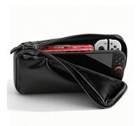 FUNDIARY Black Carrying Case for Nintendo Switch 2 2025 Skin, Waterproof Accessories Bundle for Switch 2 Console with Soft Leather Slim Large Storage Space Travel Bag and Portable Wrist Strap Design