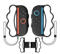 FUNDIARY Fitness Boxing Hand Grips for Switch 2 Joycons Controller with Curved Hook Design, Sport Games Accessories Kit with Ergonomic Joycon Boxing Handheld Grip and 2 Adjustable Wrist Straps - Black