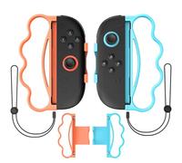 FUNDIARY Fitness Boxing Handheld Controller for Nintendo Switch 2(2025), Comfort Sport Games Bundle Kit for Switch 2 Joycon Hand Grip with Curved Hook Design and Adjustable Wrist Straps - Blue+Orange