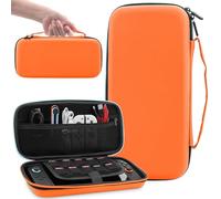 FUNDIARY Orange Carrying Case for Nintendo Switch 2 - Bulit in 10 Game Card Slots, Slim Large Storage Space Travel Bag Accessories Bundle for Switch 2 Console & Joycon with Portable Hand Straps Design