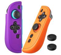 FUNDIARY Pruple+Orange Joycon Grip Cover Compatible with Switch 2 Controller, Silicone Grip Accessories Bundle for Switch 2 Joycon with Ergonomic and Anti-Slip Design Controller Case and 2 Thumb Caps