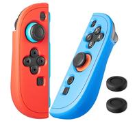 FUNDIARY Red+Blue Joycon Grips Cover Compatible with Switch 2 Controller, Silicone Grip Accessories Bundle for Switch 2 Joycon with Ergonomic and Anti-Slip Design Controller Case and 2 Thumb Caps