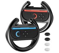 FUNDIARY Steering Wheels Compatible with Switch 2 Joycon, Comfortable Switch 2 Handle Grip Accessories with [Quick-Release]Racing Wheel Controller Fit for NS2 Mario Kart 8 Deluxe Games - Black(2 Pack)