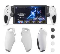 FUNDIARY White+Black Silicone Protective Cases Compatible with PlayStation Portal, Comfortable Ergonomic Skin Cover for PS5 Portal Left and Right Controller Skin Accessories with 4 Non-Slip Thumb Caps