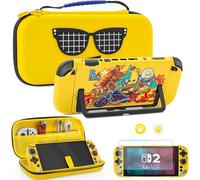 FUNDIARY Yellow of Fortnite Carrying Case for Nintendo Switch 2 2025, Shockproof Accessories Kit with Portable Travel Storage Bag, Hard PC Dockable Protective Covers, Screen Protector and 2 Thumb Caps