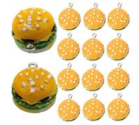 Fundiyoug 30Pcs Hamburger Charms 3D Kawaii Fastfood Imitation Food Cheese Burger Charms for Earring Bracelet Keychain Making