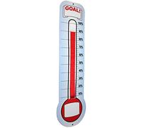 Fundraising Thermometer Chart Goal Tracker | Dry Erase Goal Setting Wall Mounted Thermometer | Giant Sales Goal Board with Pull-Through Ribbon Progress Tracker (46 x 12)