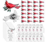 Funeral Favours Memorial Cardinal Pin Badge Lapel Brooch Funeral Keepsakes Gifts for Guests with Memorial Poem Cards & Organza Bags Cardinal Brooches for Loss of Loved One (25)