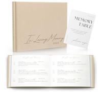 Funeral Guest Book for 2025 Celebration Of Life Memorial Service - Leather Memory Book for Funeral Guests to Sign In with Condolence Memory Table Sign & Back Pocket - Beige Guestbook