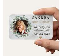 Funeral Keepsake For Guests - Multipack Personalised Metal Memorial Wallet Cards - Custom Photo Funeral Favours, Wallet Size Remembrance Keepsakes for Wake & Celebration of Life
