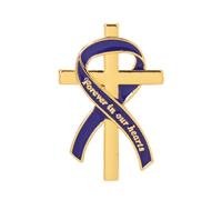 Funeral Remembrance Brooch Pin Ribbon Badge Gold Tone Alloy Lapel Accessory with Secure Butterfly Clutch Back Closure Religious Lapel Badge Remembrance Service Pin Memorial Guest Sympathy Ceremony Hat