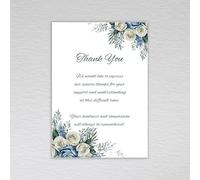Funeral Thank you cards with a floral theme and special wording thanking for support and sympathy: Dusty Blue Rose Funeral Thank you cards (Pack of 20 without Envelopes)