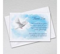 Funeral Thank You Cards with Envelopes, A6 non-folded postcard with an expression of thanks for support and sympathy: Dove Funeral Thank You Card Pack (Pack of 20 with Envelopes)