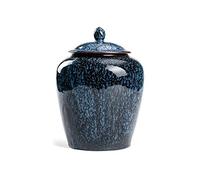 Funeral Urn Cremation Urns ，Gran frasco conmemorativo sellado a prueba de humedad azul，Gres Hecho Mano Cenizas Urna For Mascotas For Perros Pequeños, Gatos, Conejos, Animales Pequeños