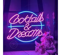 FUNERIGUER Cocktails and Dreams Neon Sign Wall Signs for Home Bar Club Hotel Cafe - Neon Signs Cocktail LED Light Bar Decor for Wedding Birthday Party Gifts - Beautiful Cocktails and Dreams Neon Light