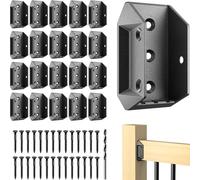 Funerlulu 20 Pack Aluminum Alloy 2"x4" Deck Railing Brackets Connectors with 120 Galvanized Screws, Metal Deck Bracket Connectors for Fence Stair Railing Wood Handrail Connection