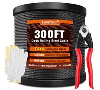 Funerlulu 300ft T316 Stainless Steel Black Deck Railing Cable for 1/8" Cable Railing System, Black Cable Railing Kit for Stair Railing Deck Railing, 7x7 Strands Stainless Steel Wire Rope Construction