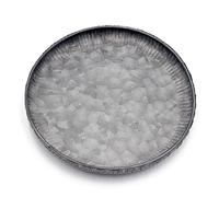 Funerom 20 cm Round Galvanized Metal Tray Decorative Tray Corrugated Edges