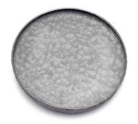 Funerom 25 cm Round Galvanized Metal Tray Decorative Tray Corrugated Edges