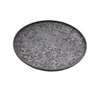 Funerom Round Galvanized Metal Tray Decorative Tray Corrugated Edges (32 cm)