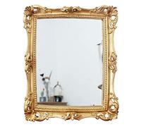Funerom Vintage 11 x 9.5 inch Decorative Mirror, Wall Mounted & Tabletop Makeup Mirror ，Square Antique Gold