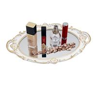 Funerom Vintage Decorative Oval Tray - 36.8 x 25.4 cm Antique White Bathroom Serving Tray