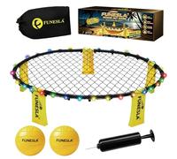 Funesla Roundnet Game Set 2026 - LED Light Up Version, 2 Balls, 7 Colors Flashing, Adjustable Net Tension, Portable Outdoor Night Game for Beach Garden Backyard, with Hidden-Needle Pump & Carry Bag