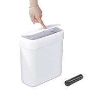 funest Bathroom Small Trash Can with Lid,10L / 2.7 Gallon Slim Garbage Bin Wastebasket with Press Top Lid for Bedroom,Rv,Office,Kitchen,Craft Room