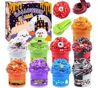 Funewest 9 Packs Halloween Butter Slime Kit for Girls Boys ages 8-12, Non Sticky Fluffy Slimes for Kids, Party Favours Bag Fillers with Spooky Add Ins, Stress Relief Slimes Toys