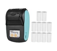 FUNFANG Thermal Printer, PT-210 Portable Thermal Printer Handheld 58mm Receipt Printer for Retail Stores Restaurants Factories Logistics, 10 Paper Rolls Blue