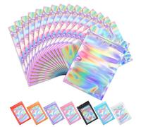 Funfery 100 pcs Mylar Holographic Bags Packaging Bags,Clear Resealable Smell Proof Bags Foil Pouch Bags for Party Favor,Food Storage Baggies Packaging for Small Business(3x4.7in,Holographic)