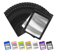 Funfery 100 pcs Orange Mylar Holographic Bags Packaging Bags,Clear Resealable Bag Foil Pouch Bag for Food Storage and Lipgloss,Jewelry,Eyelash Packaging for Small Business(2.4x3.9Inch)