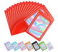 Funfery 100pcs Reusable Red Smell Proof Mylar Holographic Bags, 2.4x3.9In, Laminated Aluminum & Polyethylene, Zipper Closure