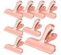 Funfery 8 Pack 3 Inch Stainless Steel Rose Gold Chip Bag Large Clips for Food Packages,Food Kitchen Clips for Snack,Home&Office Clip for Paper,Strong Metal Chip Snack Clip (Rose Gold, 8 Pack)