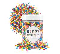 Funfetti Sprinkles, Bake Stable Vegan Rainbow Sugar Strands for Baking in Cakes and Cookies, Edible Cake Decorations by Happy Sprinkles, 80g