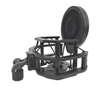 Funfob 1 Piece Microphone Professional Shock Mount Holder with Filter Screen Black Plastic+Metal Universal Mic Bracket for Condenser Mic