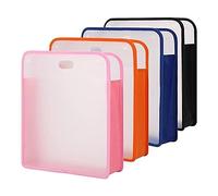 Funfob 4Pcs 15.8 X 13 X 3 Inches Scrapbook Paper Storage Organizer Box, Expandable Paper Folio12 X 12 Sheets,For Cardstock Durable Easy To Use Pink & Black & Blue & Orange