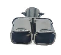 FUNFOB Exhaust Tip 1 PCS Universal Square Dual Outlet Exhaust Tip 304 Stainless Steel Titanium Black Exhaust Muffler Inlet 60MM/76MM Car End Pipes(76MM C)