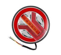 FUNFOB Wing Mirror Indicator 1pcs 12V-24V 5.5Inch LED Round DRL Truck Trailer Rear Tail Brake Turn Signal Light Red Amber 29LED Car Accessories Dynamic Turn Signal