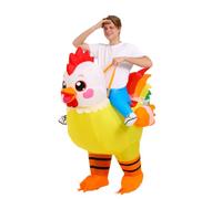 FUNFOCUS Inflatable Chicken Costume for Adults, Funny Ride On Rooster Blow Up Fancy Dress, Piggyback Animal Suit for Men Women, Stag Do, Carnival & Halloween Outfit